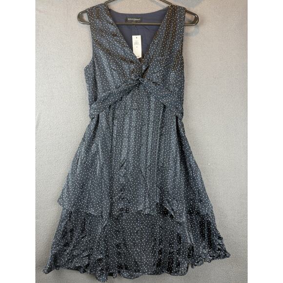Banana Republic Dress Size 4 Navy Polka Dot Tiered Sleeveless NWT - Picture 1 of 9